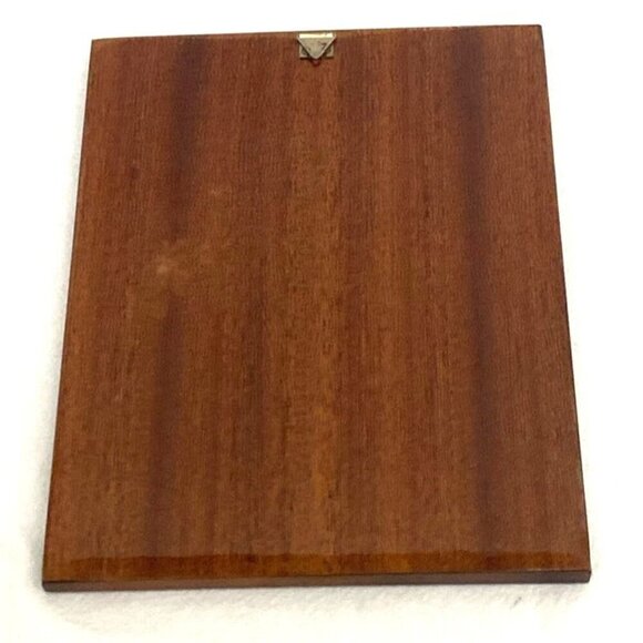 Vtg Marquetry Inlaid Wood Plaque Church Coastal Tree Hanging Wall Art - Picture 3 of 5